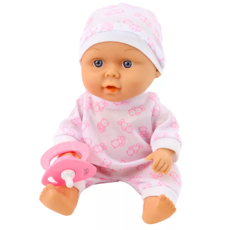 LEAN TOYS Beebinukk kandekotis, pidžaamas, mütsiga ja lutt - roosa