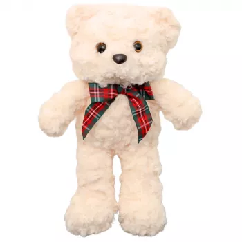LEAN TOYS pehme maskott kaisukaru kaisuloom vibuga valge 30cm