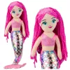 LEAN TOYS Plüüsmerineitsi kaisukaisu mänguasi holograafilise sabaga roosa 48cm