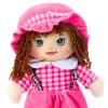 LEAN TOYS Kaltsunukk Pliišist Mänguasi Ruuduline Kleit Roosa 35 cm