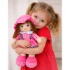 LEAN TOYS Kaltsunukk Pliišist Mänguasi Ruuduline Kleit Roosa 35 cm