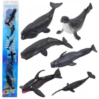 LEAN TOYS miniatuursete kujukeste komplekt mereloomad imetajad mõõkvaal foto delfiin 6-8cm 6tk