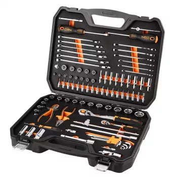 NEO TOOLS 1/2 inch ja 1/4 inch padrunvõtmete komplekt, 95 osa, CrV, EVA vaht