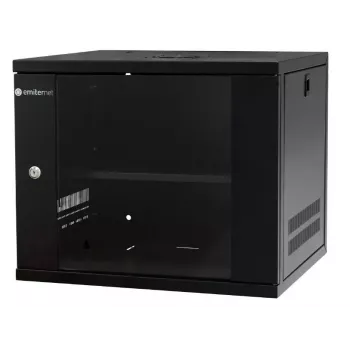 EMITER EM/SH02B5409-08 19 inch 9U seinale kinnitatav võrgukapp, klaasuks, 550x450x455 mm, must
