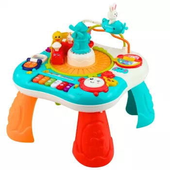 LEAN TOYS Hariduslik laud interaktiivne muusikapaneel klaver 2 in 1 türkiissinine