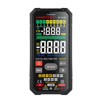 Habotest HT127B digitaalne universaalne multimeeter True RMS 6000 näiduga automaatse vahemiku valikuga, NCV ja temperatuuri mõõtmisega