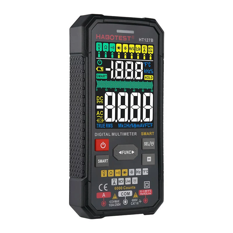 Habotest HT127B digitaalne universaalne multimeeter True RMS 6000 näiduga automaatse vahemiku valikuga, NCV ja temperatuuri mõõtmisega