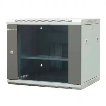 EMITER EM/AP6409 9U seinale kinnitatav võrgukapp 19 tolli 600x450x500 mm hall, karastatud klaasuks, lukustatav