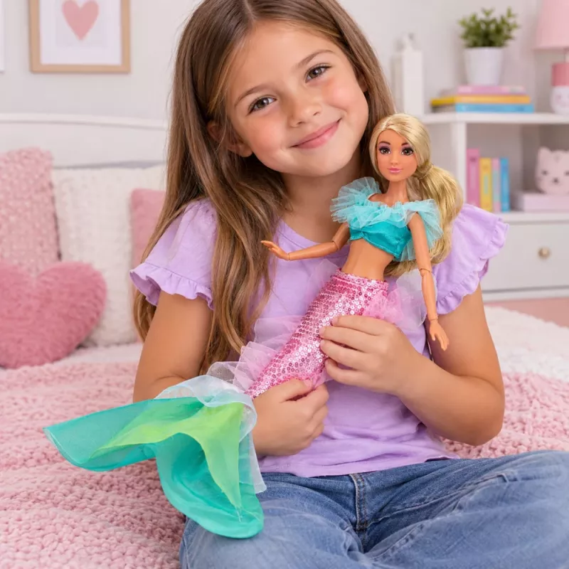 LEAN TOYS Anlily merineitsi nukk koos litritega sabaga, peegel ja kamm