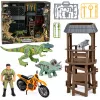 LEAN TOYS Dinosauruse uurimisbaasi komplekt dinosaurusefiguuride, torni, puuri ja tarvikutega