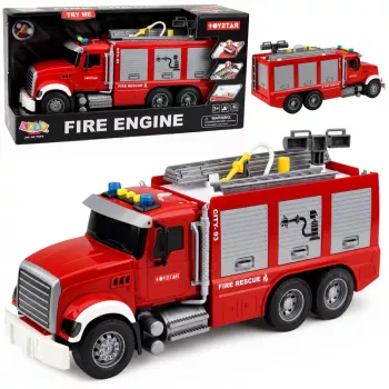 LEAN TOYS Tuletõrjeauto tuletõrjeosakond pikendatav redel veega voolik tuled helid