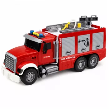 LEAN TOYS Tuletõrjeauto tuletõrjeosakond pikendatav redel veega voolik tuled helid