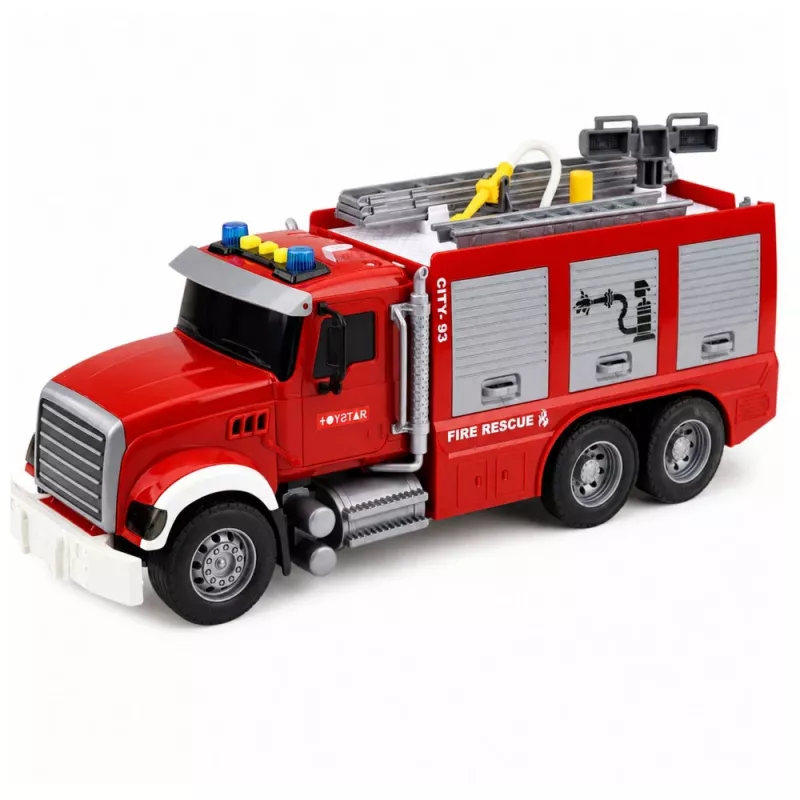 LEAN TOYS Tuletõrjeauto tuletõrjeosakond pikendatav redel veega voolik tuled helid