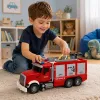LEAN TOYS Tuletõrjeauto tuletõrjeosakond pikendatav redel veega voolik tuled helid