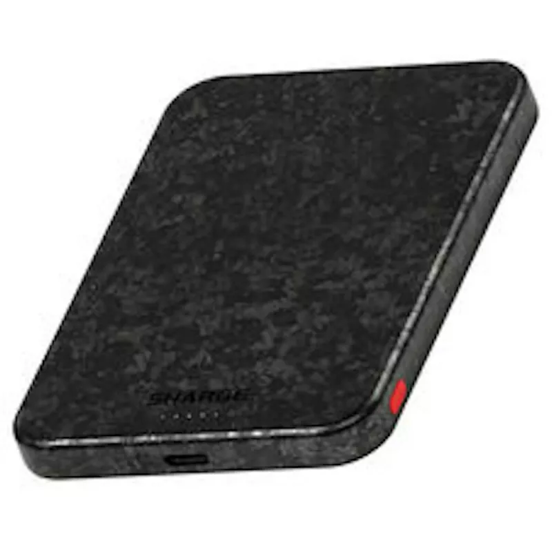 SHARGE CarbonMag 5K akupank, 15W Qi, 20W USB-C - 5.000mAh, must