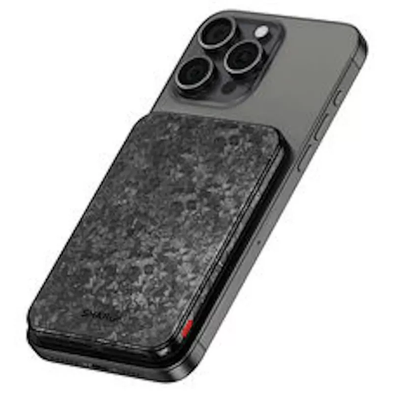 SHARGE CarbonMag 5K akupank, 15W Qi, 20W USB-C - 5.000mAh, must