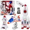 LEAN TOYS Kosmosekomplekt raketid, süstik, astronautid, moodul, tuled, helid