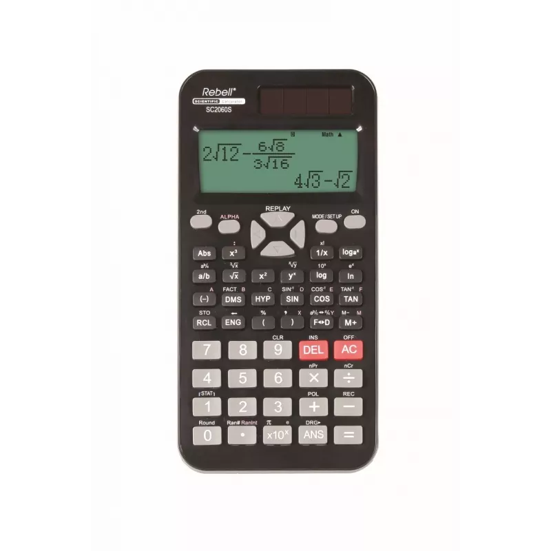 REBELL RE-SC2060S BX teaduslik kalkulaator, 240 funktsiooni, 2-realise LCD-ekraaniga, patareitoitel, must