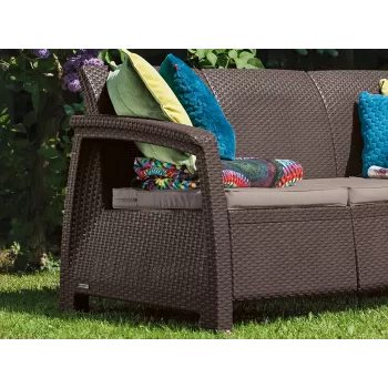 KETER Corfu Love Seat Max pruun kolmekohaline aiasofa