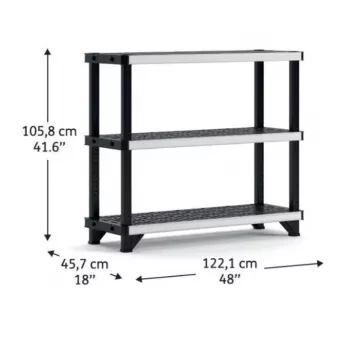 KETER 3-korruseline riiul Fused 122,1x45,7x105,8cm must