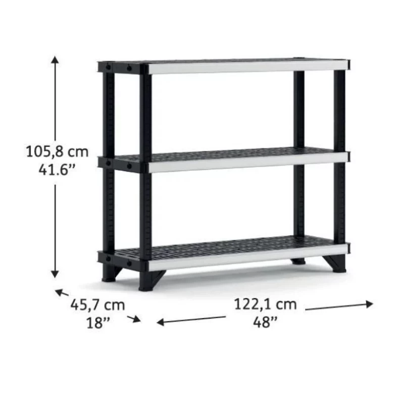 KETER 3-korruseline riiul Fused 122,1x45,7x105,8cm must