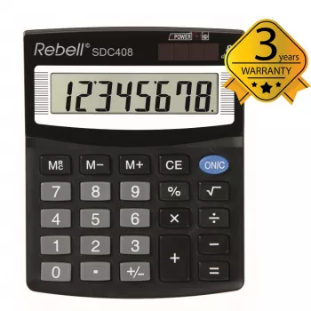 REBELL RE-SDC408 BX pool-lauakalkulaator, 12-kohaline LCD, kahekordne toide (päike ja patarei), must