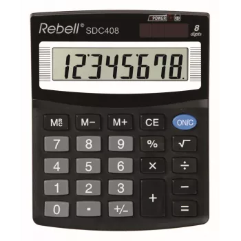 REBELL RE-SDC408 BX pool-lauakalkulaator, 12-kohaline LCD, kahekordne toide (päike ja patarei), must