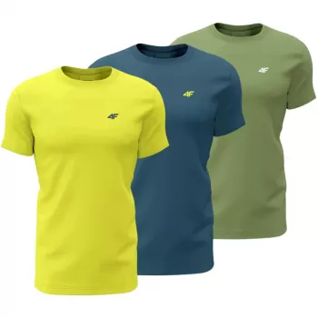 Meeste T-särk 4F M4217 3-pakk kollane, sinine, roheline 4FWSS26TTSHM4217 90S 2XL