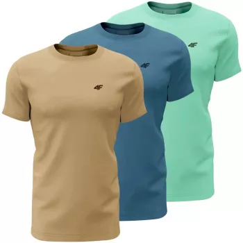 Meeste T-särk 4F M4481 3-pakk beež, sinine, mündiroheline 4FWSS26TTSHM4481 91S XL