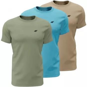 Meeste T-särk 4F M4481 3pak roheline, sinine, beež 4FWSS26TTSHM4481 90S L