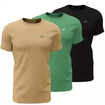 Meeste T-särk 4F M4481 3pak beež, roheline, must 4FWSS26TTSHM4481 92S 4XL