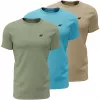 Meeste T-särk 4F M4481 3-pakk roheline, sinine, beež 4FWSS26TTSHM4481 90S XL