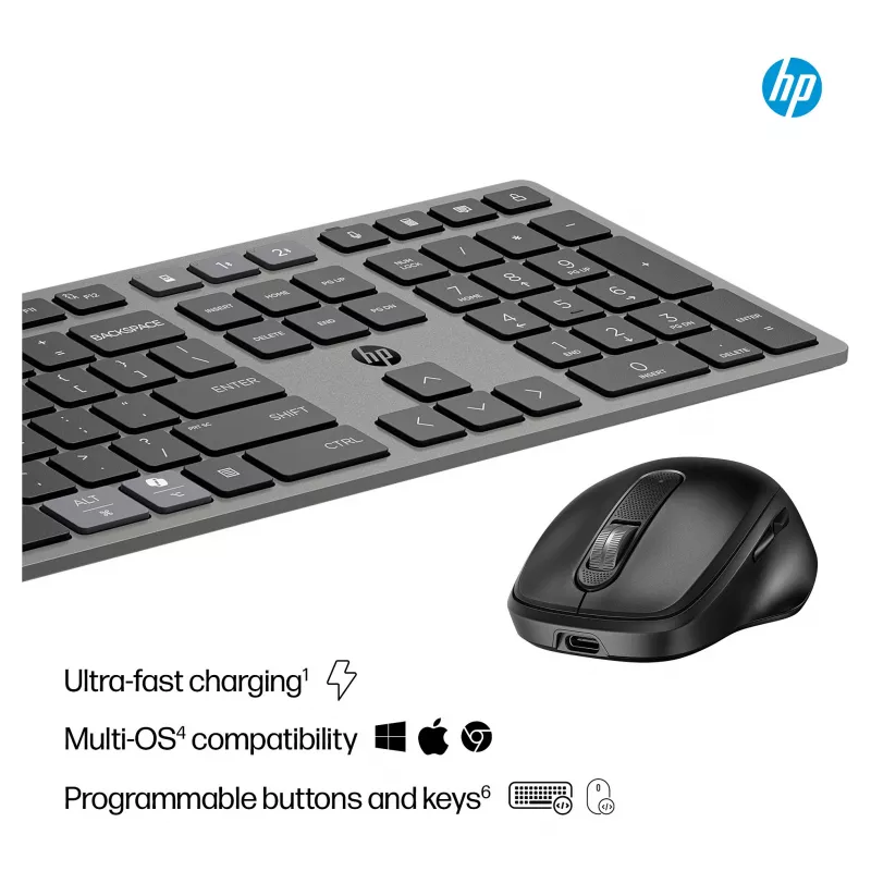 HP 720 mitme seadmega ühilduv traadita klaviatuuri ja hiire komplekt - Twilight Black 9T5A9AA#ABD