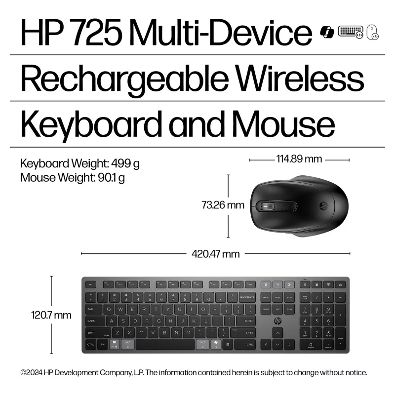 HP 720 mitme seadmega ühilduv traadita klaviatuuri ja hiire komplekt - Twilight Black 9T5A9AA#ABD