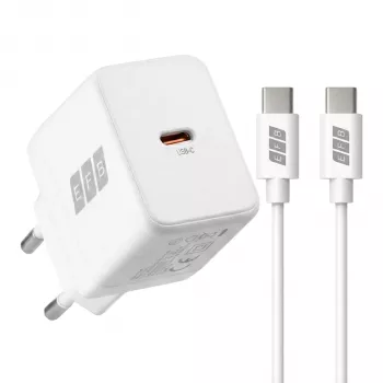 EFB Elektronik G301CE 30W USB-C GaN laadija komplekt koos 2m USB-C kaabliga, valge
