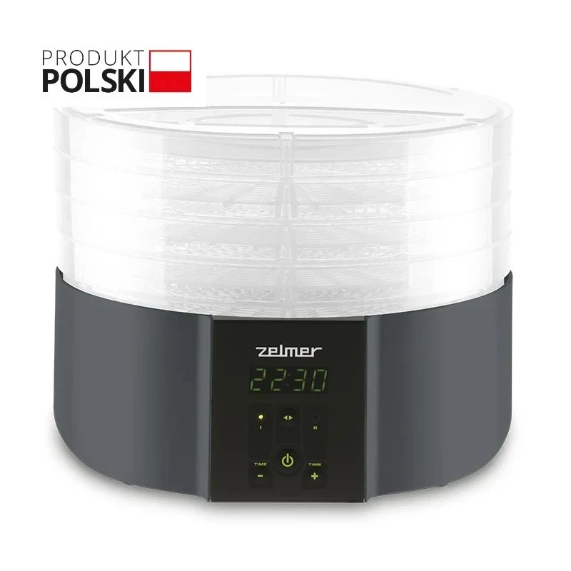 Zelmer ZFD2025 toidukuivati, 5 resti, 520 W, elektrooniline temperatuuri reguleerimine 35-70°C, taimer 1-48h, LED-ekraan, valge/hall