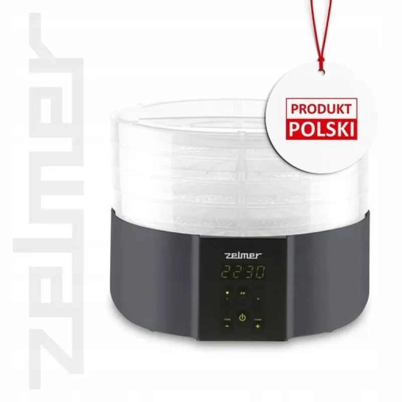 Zelmer ZFD2025 toidukuivati, 5 resti, 520 W, elektrooniline temperatuuri reguleerimine 35-70°C, taimer 1-48h, LED-ekraan, valge/hall