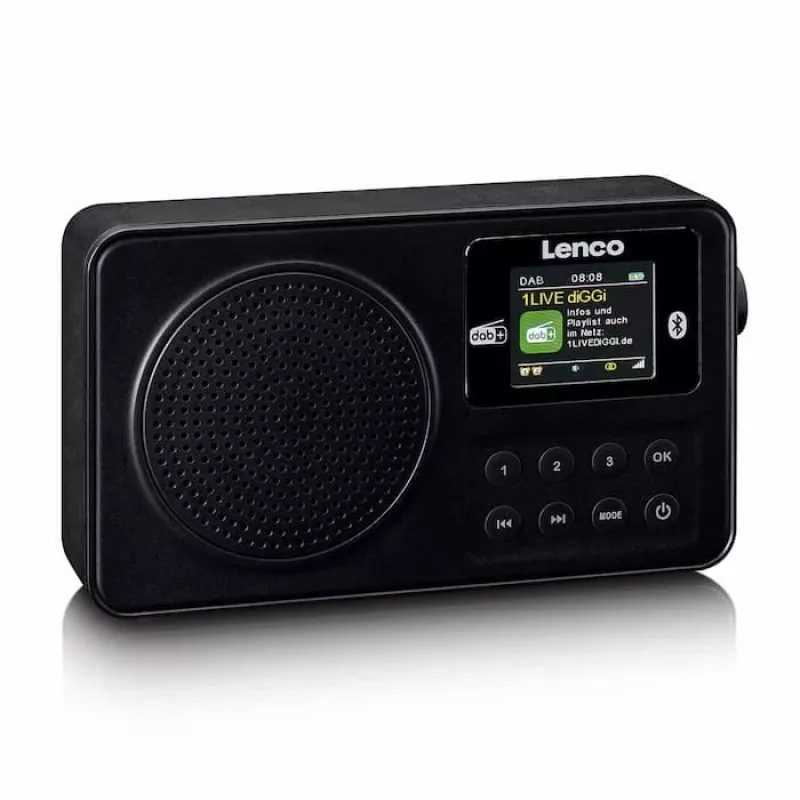 Lenco PDR-033BK kaasaskantav DAB+/FM-raadio Bluetoothi ja laetava akuga - must