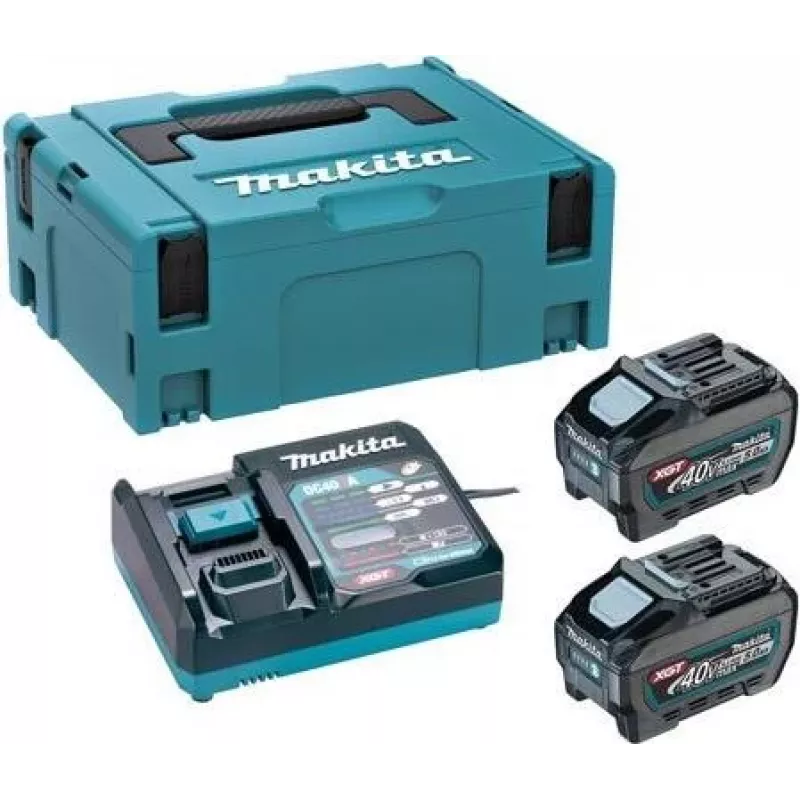 Makita PSKGRT2J XGT 40V max toiteallika komplekt koos 2x 5,0Ah akude ja kiirlaadijaga