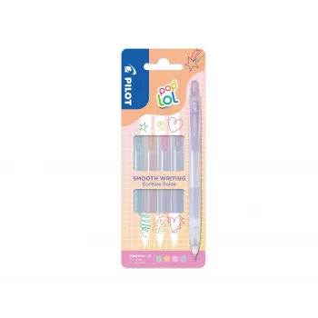 PILOT pop'lol geelpliiatsite komplekt pastelsed 0,4 mm, erinevad värvid, 4 pliiatsit (BL-PL-7-KUV/P/O/G-S4P)