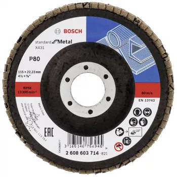 Bosch X431 Standard lamellketas metallile, sirge, 115 mm, 80 tera, klaaskiust alus 2608603714