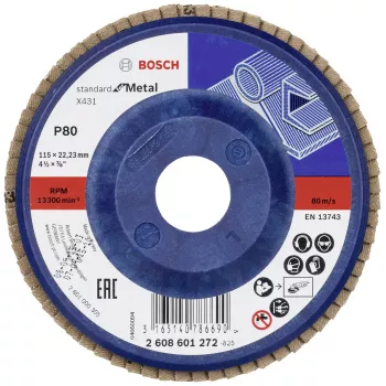 Bosch X431 Standard metallile mõeldud lamellketas, 115 mm, tsirkooniumalumiiniumoksiid, P60 tera, 22,23 mm ava 2608601272