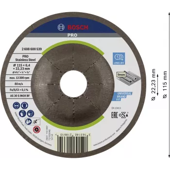 Bosch 2608600539 Sissepressitud keskosaga lihvketas 115 x 22.23 mm, 1 tk