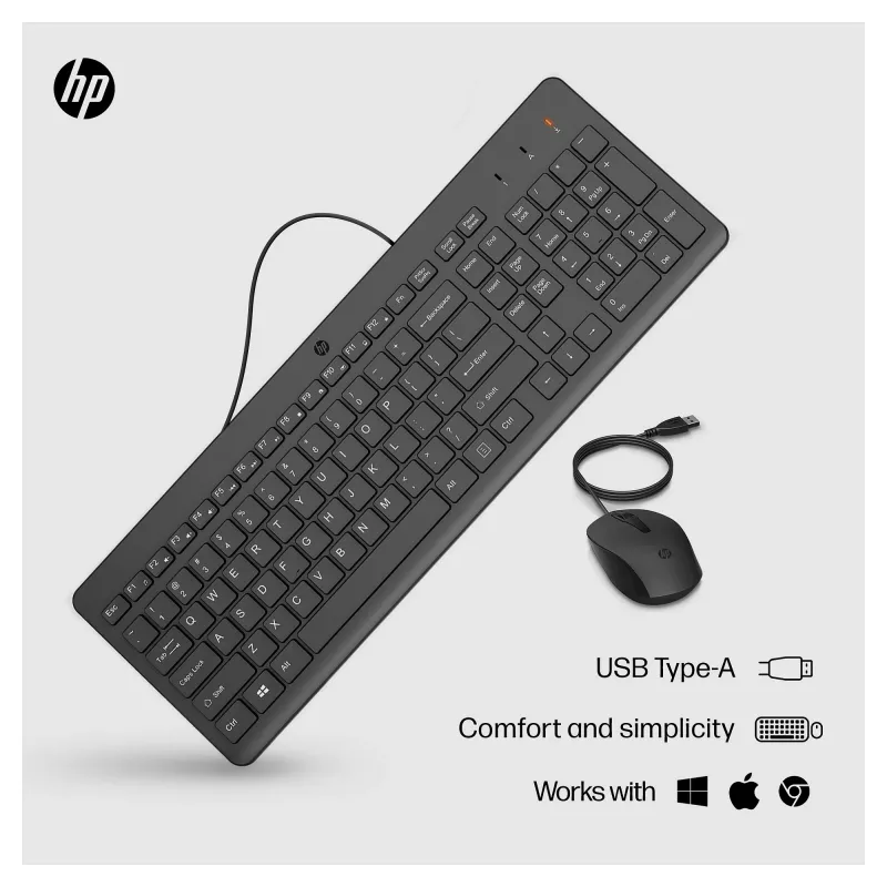 HP 150 - klaviatuuri- ja hiirekomplekt - USB - GB - must