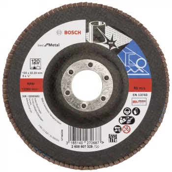 BOSCH X-LOCK lamellketas 125 mm P120 tsirkooniumoksiid kooniline metallile 2608607329