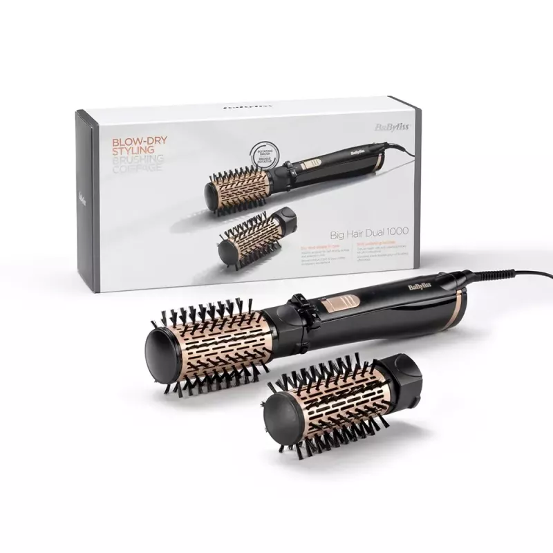 BaByliss Big Hair Dual Rotating Hot Air Styler, 1000 W, must/kuldne