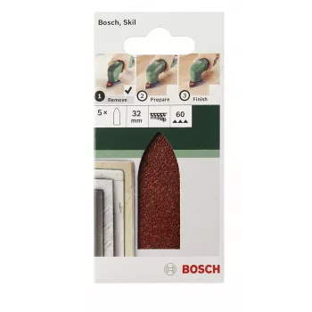 Bosch Delta lihvimisleht 240 tera, takjakinnitus, 32 mm nurk, 5-pakk 2609256A40