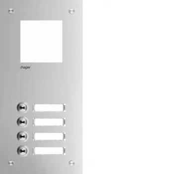 Hager RTQ104X intercom esipaneel, 4 nuppu, alumiinium