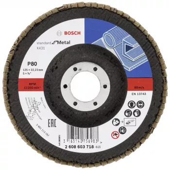 Bosch X431 Standard-kinnitusega lamellketas metallile, sirge, 125 mm, tera 80, klaaskiust alus 2608603718
