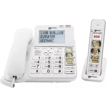 Geemarc AMPLIDECT COMBI-PHOTO 295 juhtmega seenioride telefon vastajaga, fotoklahvidega, taustvalgustusega ekraan, valge